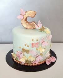 Butterfly Cake Mint Gold And Pink Girl Cakes Baby Birthday Cakes Birthday Cake Girls