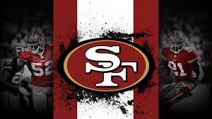 Team sports gifts for the ultimate sports fan experience! San Francisco 49ers Logo With Background Of Red And White And Players On Side Hd 49ers Wallpapers Hd Wallpapers Id 48788