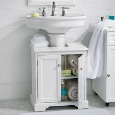 Maximize Storage Space In Small Bathrooms With Our Weatherby Pedestal Sink Cabinet Small Bathroom Storage Pedestal Sink Storage Small Bathroom Storage Cabinet