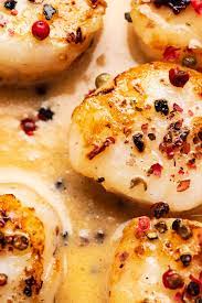 Sauteed Scallops With Crushed Peppercorns Recipe Recipe Sauteed Scallops Scallop Recipes Grilled Scallops Recipe