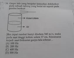 Jadi, bisa dibilang bahwa kecepatan rambat bunyi ini merupakan jarak yang ditempuh bunyi di setiap satuan waktu yang rumusnya adalah v = s : Jika Cepat Rambat Bunyi Diudara 340 M S Maka Pada Saat Tinggi Kolom Udara 17 Cm Resonansi Terjadi Brainly Co Id