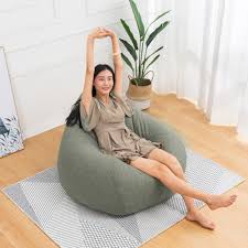 Nk Extra Soft Beanbag Chair Cover Only No Filler Memory Foam Bean Bag Seat Chair With Natural Removable Cotton Linen Fabric Lazy Sofa Furniture Couch Tatami Walmart Canada