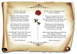 Details About A4 Joint Poem To My Our Son And Daughter In Law On Your Wedding Day Gift Wedding Day Quotes Son In Law Gifts Wedding Poems