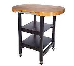 Folding Island Oval Shape Kitchen Cart W Butcher Block Style Top Qvc Com Kitchen Cart Custom Kitchen Island Furniture