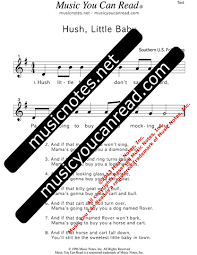 Hush Little Baby Southern U S Folk Song Lyrics Hush Little Baby Don T Say A Word Music Notes Inc Music You Can Read Kodaly Orff Solfeggio Solfege Elementary Music Literacy Curriculum Kindergarten Songs