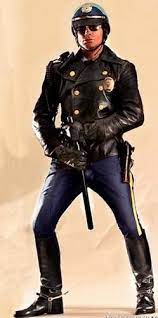 Cop In Rare Doubel Breasted Leather Jacket Boots Boots Men Hot Cops