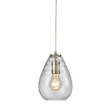Titan Lighting Lagoon 1 Light Satin Nickel With Clear Water Glass Pendant Tn 473036 The Home Depot