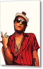 Bruno Mars Metal Print Featuring The Painting Bruno Mars Artwork By Taoteching Art Mars Poster Bruno Mars Mars Wallpaper
