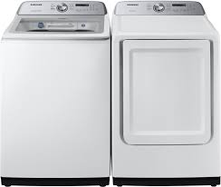 Washer and dryer sets are available with gas and electric hookups. Samsung Sawadrew52001 Side By Side Washer Dryer Set With Top Load Washer And Electric Dryer In White