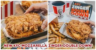 Boy umay kfc double down. Kfc S New Mozzarella Zinger Double Down Has An Oozy Fried Cheese Patty Between Crispy Zinger Fillets Eatbook Sg New Singapore Restaurant And Street Food Ideas Recommendations