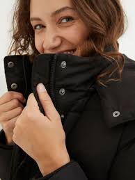 FATFACE Harley Long Puffer Coat in Dusky Blue