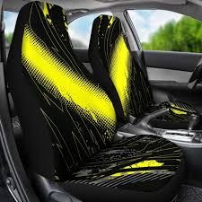 Black And Yellow Car Seats Racing Style Dark Black Yellow Vibes Car Seat Covers