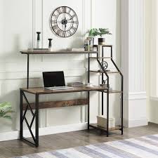 The right computer office desk ensures your capabilities can continue unaffected. 5 Tier Bookshelve Pc Workstation Home Office Computer Desk With Hutch Shelf Furniture Patterer Home Office Desks