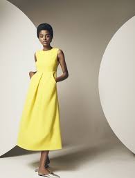 Lisa Perry Wool Crepe Midi Dress Fashion Yellow Dress Summer Ready To Wear