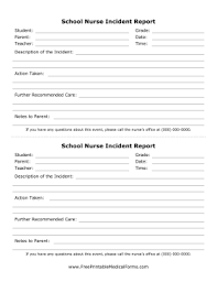 Printable School Nurse Incident Report School Nurse Office Nursing School School