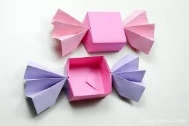 (length of square paper / 4) = length of each section. Origami Candy Box Lid Instructions Paper Kawaii