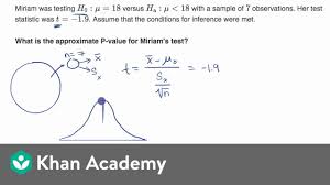 Using Ti Calculator For P Value From T Statistic Video