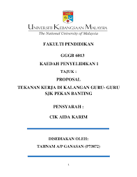 Individu yang mengalami tekanan kerja sahaja mempunyai risiko sebanyak 1.6 kali lebih tinggi, manakala mereka yang hanya mengalami. Proposal Tahnam New Tahnam Ganasan Academia Edu