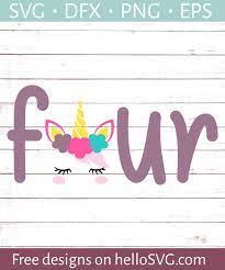 Download Fourth Birthday With Unicorn 1 Svg Free Svg Files Hellosvg Com
