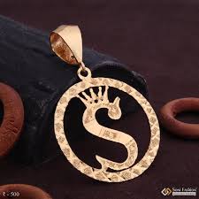 Red and white geometric square shape origami style. S Letter Alphabet Gold Plated Cnc Cut Pendant With King Crown Design Soni Fashion