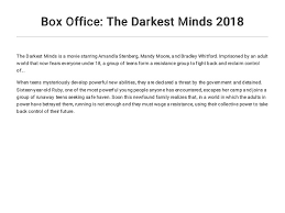 Production companies:21 laps entertainment, 20th century fox. Box Office The Darkest Minds 2018