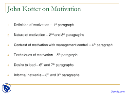 Kotter Motivation Governance And Leadership Lecture Slides Docsity