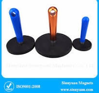 Rubber covered or coated pot magnets with metal handles