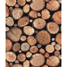 Natural 97710 Rustic Stacked Wood Logs Holden Decor Wallpaper By 73 Ron Liked On Polyvore Featuring H Rustic Wood Wallpaper Wood Wallpaper Log Wallpaper