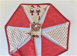 Noel Guirlande De Noel Guirlande De Fanion Decoration De Noel 7 Fanions Fait Main Tissu Tons Rouge Et Ecru Gifts Gift Wrapping Wrap