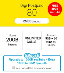 Don't let the fun stop. Digi Postpaid 80 Kini Menambah Data 30gb Untuk Youtube Secara Percuma Amanz