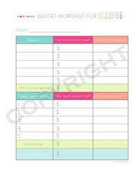 Kids Budget Worksheet Printable Pdf Custom Organizer Planner Product No 31 1 99 Via Etsy