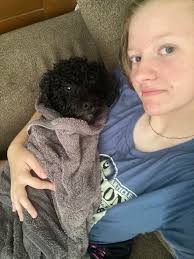 My lovely daughter and our sweet cockadoodle, Rooster