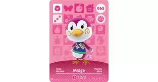 What sells it is the spiral pattern on her cheeks, which compliment the white and dark pink color tones of her body. Midge Animal Crossing Cards Series 1 065