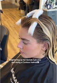 Perfect Blonde Hair Color with Contour Haircut