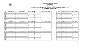 Contoh format grafik absen siswa terbaru tahun pelajaran. Xls Daftar Hadir Guru Asp Iman Academia Edu
