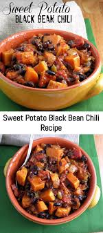 Sweet Potato Black Bean Chili Is A Chunky Spicy Chili With A Sweet Potato Black Bean Chili Sweet Potato Black Bean Chili Recipe Chili Recipe With Black Beans