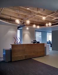Eureka Lighting Gallery Pendant Exposed Ceiling Raw Wood Custom Reception Desk Reception Desk Exposed Ceilings Custom Reception Desk