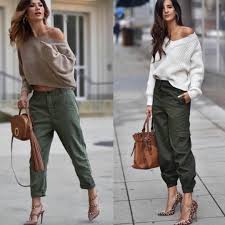 Woman Streetstyles On Instagram Left Or Right Bollywood Outfits Olive Pants Outfit Green Cargo Pants Outfit