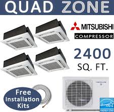 Something else you may like is that there's also a version with ceiling cassettes. Quad Ductless Mini Split Ac Heat Pump 12k X4 Ceiling Cassettes Includes Linesets Ebay