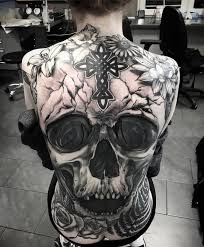 Skull tattoo designs have a variety of different meanings; Skull Full Back Tattoo Full Back Tattoos Back Tattoo Satanic Tattoos