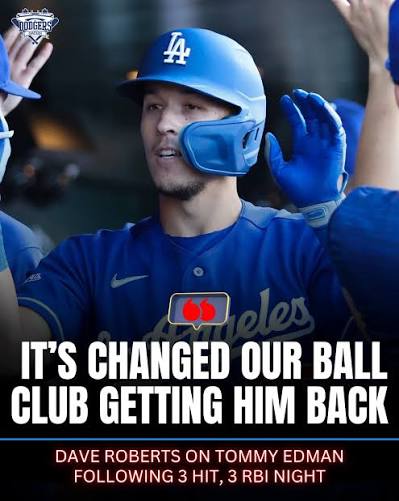 Dave Roberts had high praise for Tommy Edman following his 3-hit, 3-RBI game against the Phillies 🫡 So good to see him fully healthy and contributing in big ways.
