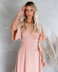 Behati Wrap Kimono Maxi Dress Blush In 2020 Pink Dress Casual Blush Maxi Dress Kimono Maxi Dress