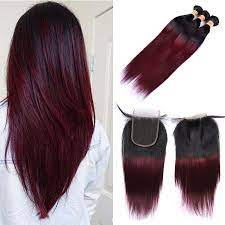 2021 Brazilian Ombre Burgundy Human Hair Bundles With Closure Colored 1b 99j Brazilian Straight Virgin Hair Weave Extensions With Lace Closure From Realremyhair Burgundy Hair Ombre Hair Extensions Weave Hair Bundles
