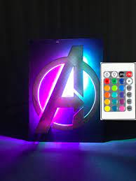 Avengers Logo Led Wall Sign Illuminated Glass Frame Ironman Etsy