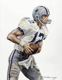 Roger Staubach Of The Dallas Cowboys By Merv Corning Dallas Cowboys Dallas Cowboys Players Nfl Dallas Cowboys