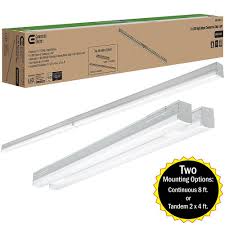 Commercial Electric 8 Ft Two 4 Ft 440 Watt Equivalent Integrated Led White Commercial Strip Light Fixture High Output 11000 Lumens 4000k 54598141 The Home Strip Lighting Commercial Electric Led Strip Lighting