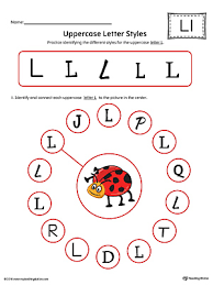 This free printable gives kids the opportunity to learn the letter l through experience. Uppercase Letter L Styles Worksheet Color Myteachingstation Com