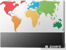 Cream is a yellow paint colour with a neutral base added to calm it down. Multicolored World Map Divided To Six Continents In Different Colors North America South America Africa Europe Asia And Australia Simplified Silhouette Vector Map With Continent Name Labels Canvas Print Pixers