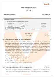Literature 5 june 2015 80 marks 2.5 hours instructions this paper consists of three sections. Cbse Sample Paper For Class 7 English With Solutions Mock Paper 1