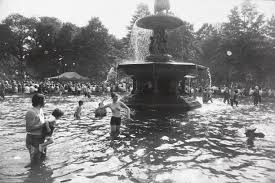 A dog playing with fountain water. report. Untitled People And Dog Playing In Fountain Central Park Moca